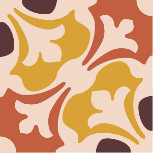 Decorative cement tile Petalos 2 with flowers and petals, leaves and foliage